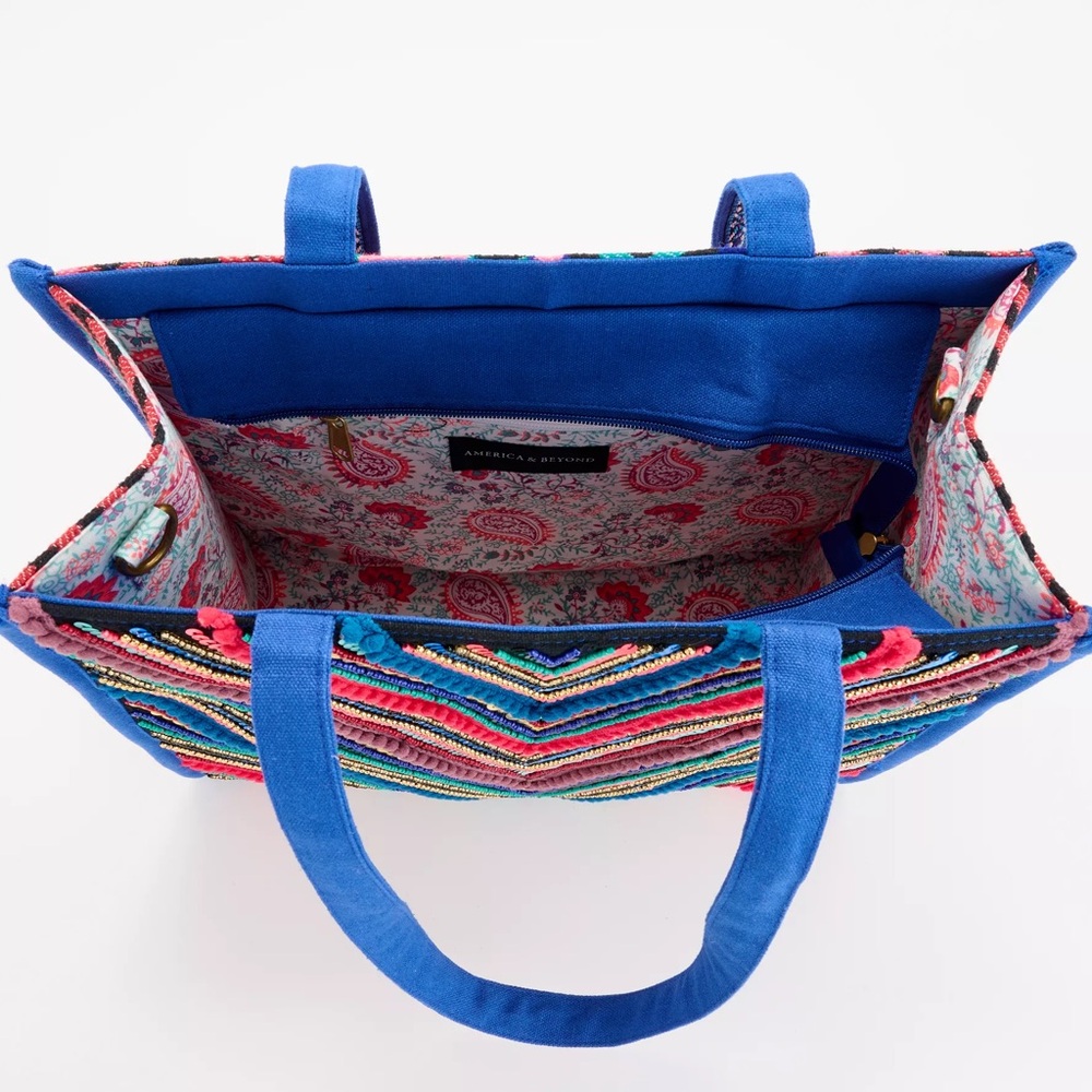 NWT America & Beyond Embellished Shopper with Crossbody Strap - Picture 2 of 6